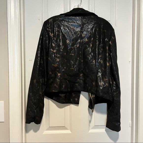 Rock & Republic Vegan Leather Cheetah Snakeskin Metallic Moto Jacket XL - Picture 3 of 9